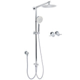 Shower Heads & Screens: WELS Chrome Round 8" Thin Rainfall Head Handheld Sliding Rail Arm 2in1 Shower Twin Taps Set