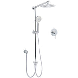 Shower Heads & Screens: WELS Chrome Round 2in1 8" Stainless Steel Rain Head Handheld Sliding Rail Arm Shower Mixer Set