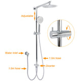 Shower Heads & Screens: WELS Chrome Round 2in1 8" Stainless Steel Rain Head Handheld Sliding Rail Arm Shower Mixer Set