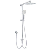 Shower Heads & Screens: WELS Chrome 10" Round Rain Handheld Twin Shower Head Arm Sliding Rail Arm Diverter Set