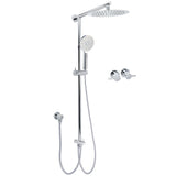 Shower Heads & Screens: Chrome 10" Round Rain Handheld Twin Shower Head Arm Sliding Rail Arm Double Taps