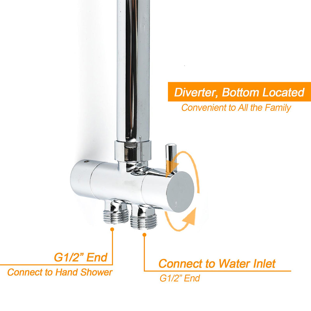 Shower Heads & Screens: Chrome 10" Round Rain Handheld Twin Shower Head Arm Sliding Rail Arm Double Taps