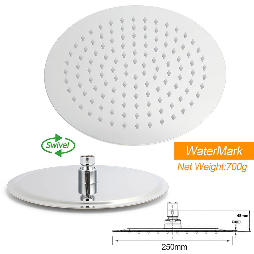 Shower Heads & Screens: Chrome 10" Round Rain Handheld Twin Shower Head Arm Sliding Rail Arm Double Taps