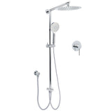 Shower Heads & Screens: Chrome 10" Round Rain Handheld Daul Shower Head Arm Sliding Rail Wall Mounted Mixer