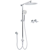 Shower Heads & Screens: WELS Round Large 12" Rain 2in1 Shower Head 3 Modes Handheld Wall Rail Brass Twin Taps