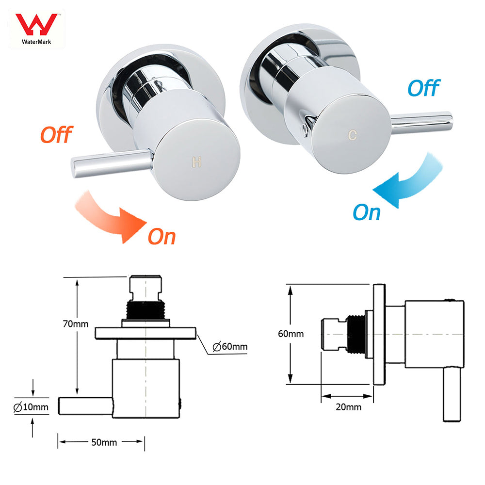 Shower Heads & Screens: WELS Round Large 12" Rain 2in1 Shower Head 3 Modes Handheld Wall Rail Brass Twin Taps