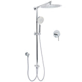 Shower Heads & Screens: WELS Round 12" Rain Dual Shower Head 3 Modes Handheld Wall Rail Chrome Mixer Valve Set