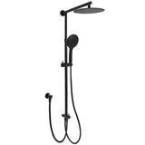 Shower Heads & Screens: WELS Dual Black Round Shower Set 10" Rain Head 3 Mode Handheld Sliding Rail Diverter