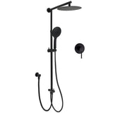 Shower Heads & Screens: Dual Black Round Shower 10" Rain Head 3 Mode Handheld Sliding Rail Diverter Mixer Set