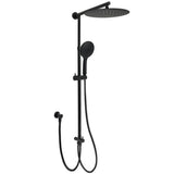 Shower Heads & Screens: Matte Black Large 12" Twin Round Shower Head Set Handheld Diverter Rail Wall Arm