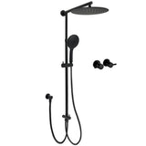 Shower Heads & Screens: WELS Matte Black 12" 2in1 Round Shower Head Set Handheld Diverter Rail Wall Arm Twin Taps