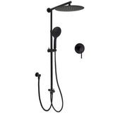 Shower Heads & Screens: WELS Matte Black 12" Twin Round Shower Head Set Handheld Diverter Rail Wall Arm Mixer