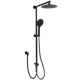 Shower Heads & Screens: WELS Matt Black 9" Round Rain Shower Head Handheld Adjustable Rail Arm Elbow 2in1 Set