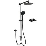 Shower Heads & Screens: Matt Black 9" Round Rain Shower Head Handheld Adjustable Rail Arm Elbow Twin Set Hot Cold Taps
