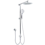 Shower Heads & Screens: WELS Chrome 9" Rainfall Dual Shower Head & Handheld Sliding Rail Wall Arm Round Set