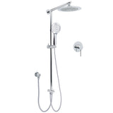 Shower Heads & Screens: WELS Chrome Round 9" Rainfall Dual Shower Head & Handheld Sliding Rail Wall Arm + Single Mixer