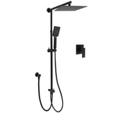 Shower Heads & Screens: Matt Black 2in1 Set Square 10" Shower Rain Head Handheld Adjustable Silding Rail + Mixer
