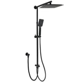 Shower Heads & Screens: WELS Matt Black 2in1 Square 10" Rain Shower Head 3 Mode Handheld Adjustable Rail Set