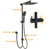 Shower Heads & Screens: WELS Matt Black 2in1 Square 10" Rain Shower Head 3 Mode Handheld Adjustable Rail Twin Taps Set
