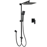Shower Heads & Screens: WELS Matt Black 2in1 Square 10" Rain Shower Head 3 Mode Handheld Adjustable Rail Set + Mixer