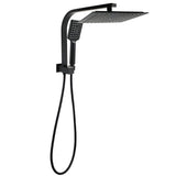 Shower Heads & Screens: WELS Matt Black 10" Rain Shower Head 3 Mode Handheld Gooseneck Arm Diverter 2in1 Set