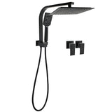 Shower Heads & Screens: WELS Matt Black 10" Rain Shower Head 3 Mode Handheld Gooseneck Arm Diverter 2in1 Set Taps