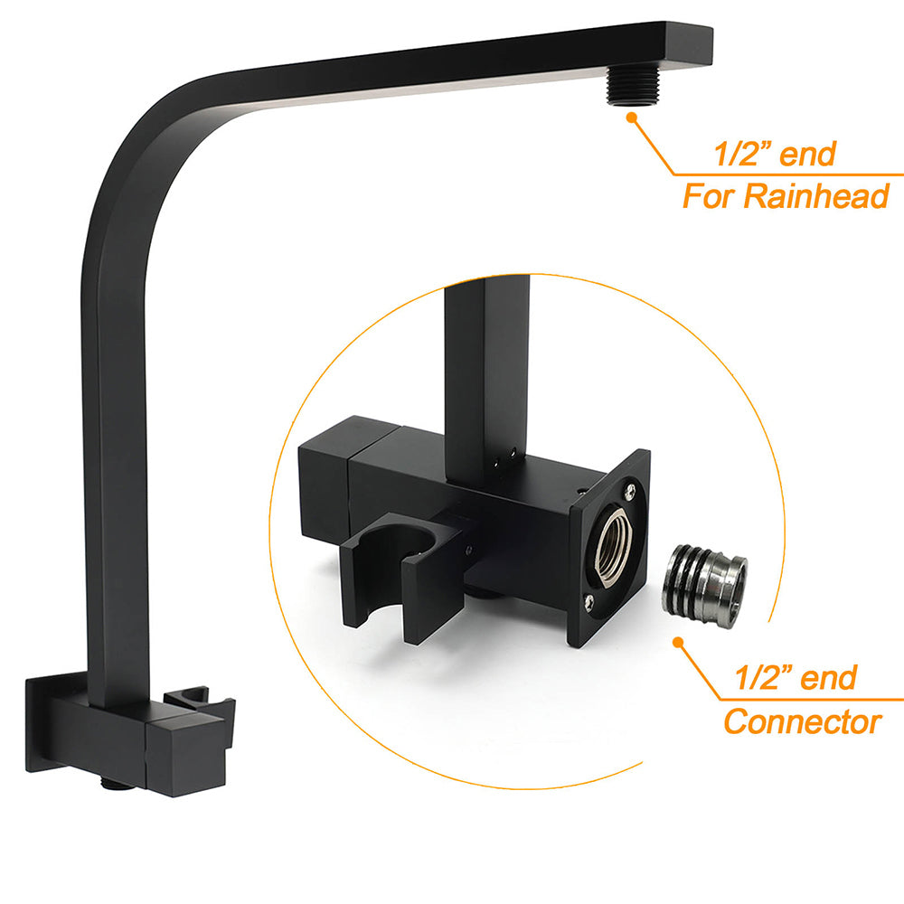 Shower Heads & Screens: WELS Matt Black 10" Rain Shower Head 3 Mode Handheld Gooseneck Arm Diverter 2in1 Set Taps