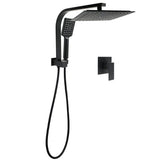 Shower Heads & Screens: WELS Matt Black 10" Rain Shower Head 3 Mode Handheld Gooseneck Arm Diverter 2in1 Set Mixer