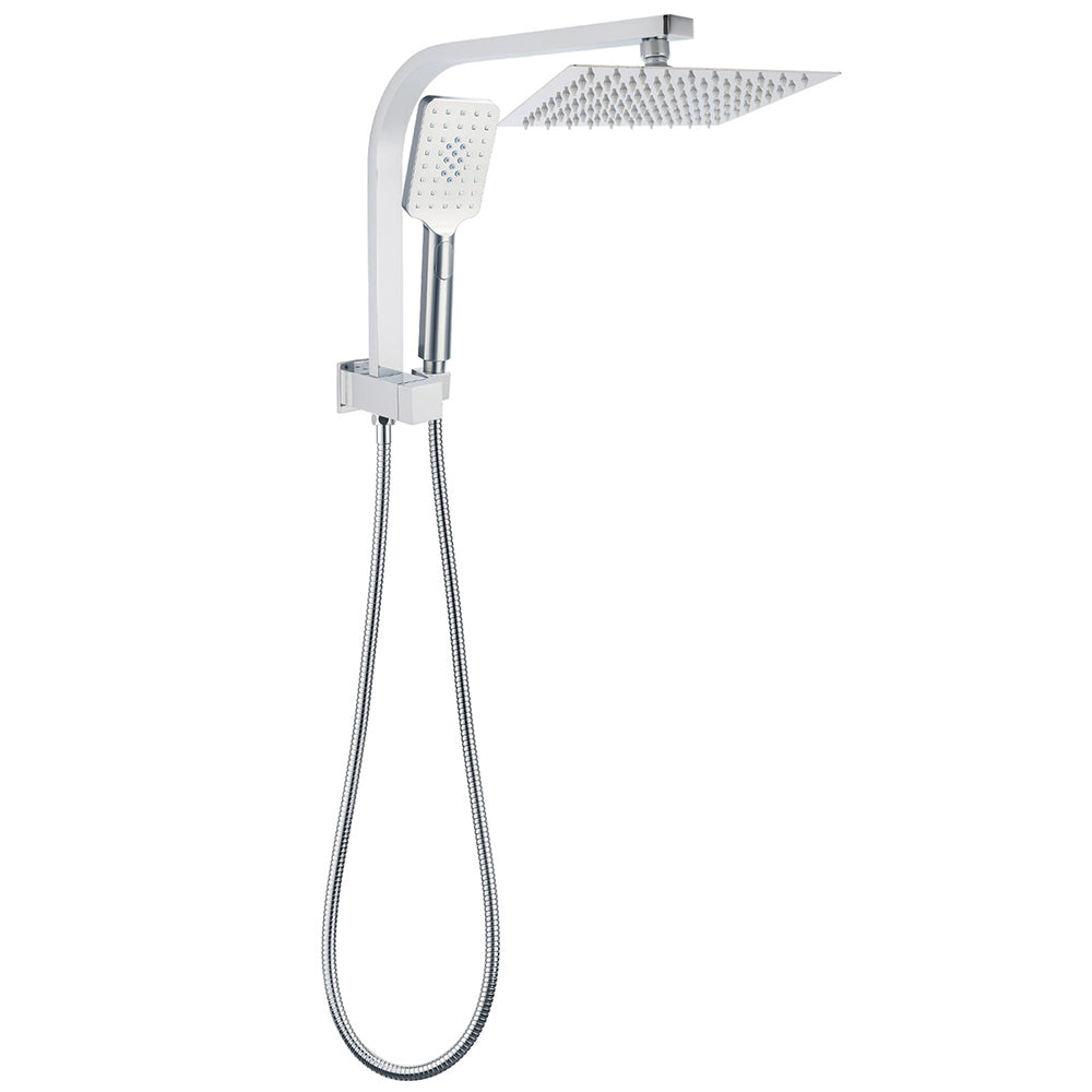 Shower Heads & Screens: Chrome Square Twin Rain Shower 8" Head 3 Mode Handheld Diverter Wall Arm Set