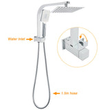 Shower Heads & Screens: Chrome Square Twin Rain Shower 8" Head 3 Mode Handheld Diverter Wall Arm Set