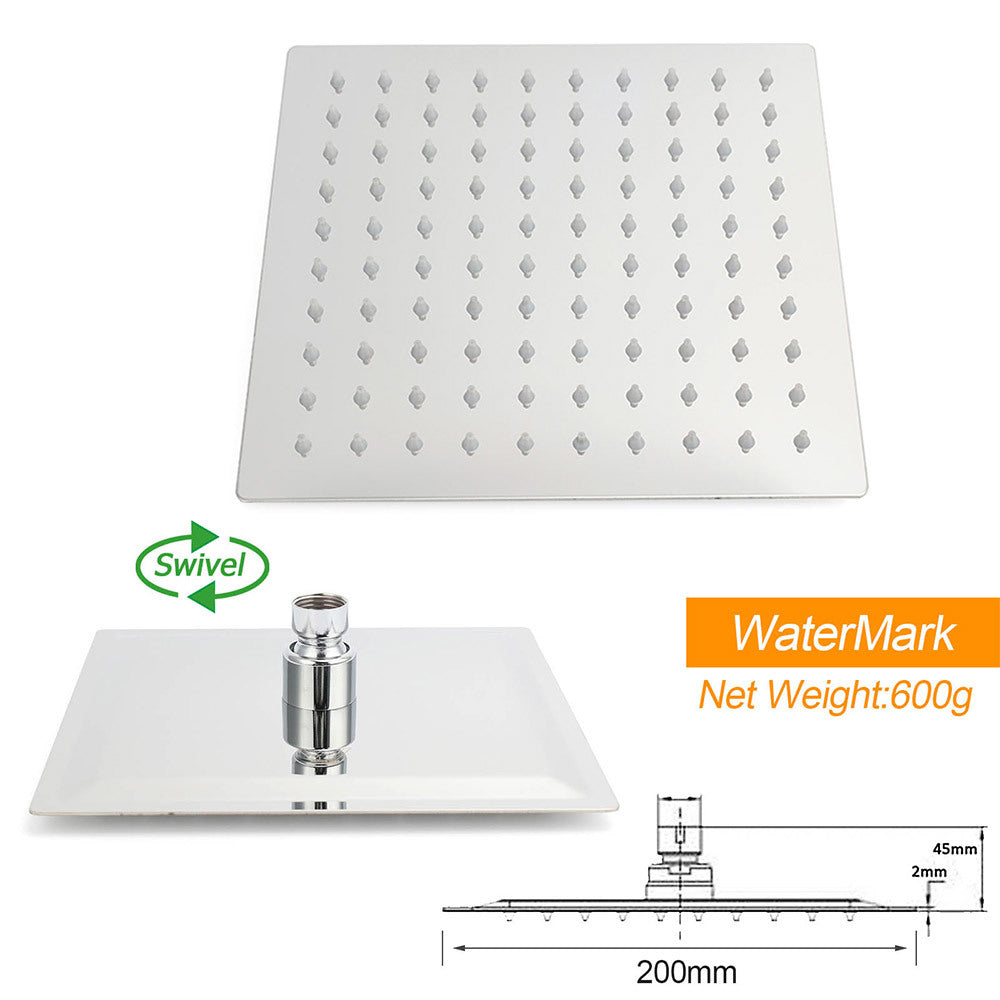 Shower Heads & Screens: Chrome Square Twin Rain Shower 8" Head 3 Mode Handheld Diverter Wall Arm Set