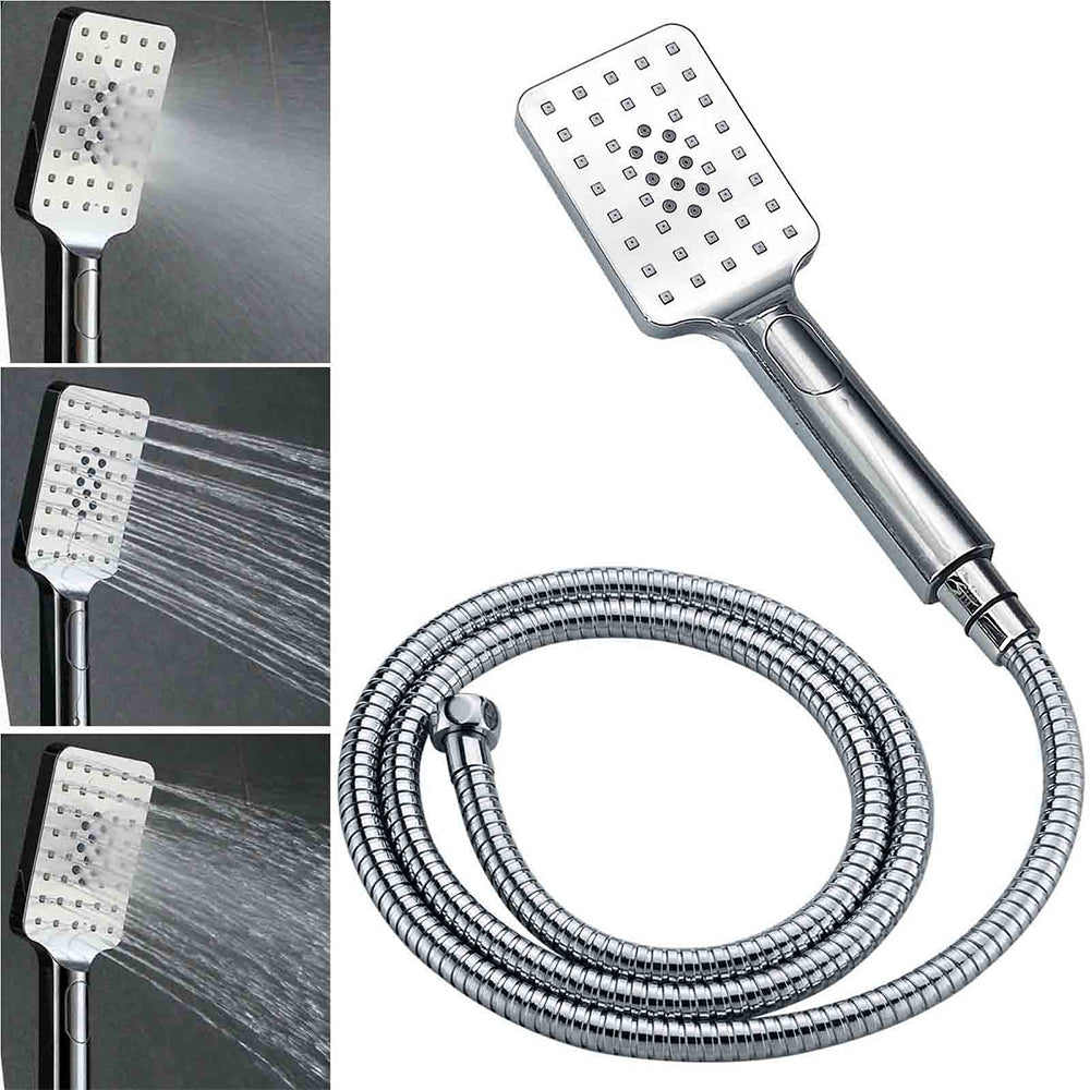 Shower Heads & Screens: Chrome Square Twin Rain Shower 8" Head 3 Mode Handheld Diverter Wall Arm Set