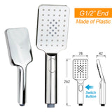 Shower Heads & Screens: Chrome Square Twin Rain Shower 8" Head 3 Mode Handheld Diverter Wall Arm Set