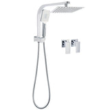 Shower Heads & Screens: WELS Chrome Square Dual Rain Shower 8" Head 3 Mode Handheld Diverter Wall Arm Twin Taps Set