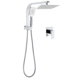 Shower Heads & Screens: WELS Chrome Square Dual Rain Shower 8" Head 3 Mode Handheld Diverter Wall Arm Mixer Set