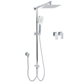 Shower Heads & Screens: Square 8" Rain Shower Head 3 Mode Handheld Sliding Rail Arm 2 IN 1 Set Twin Taps