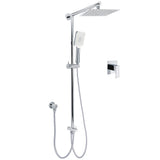 Shower Heads & Screens: Square 8" Rain Shower Head 3 Mode Handheld Sliding Rail Arm Twin Set Diverter Mixer