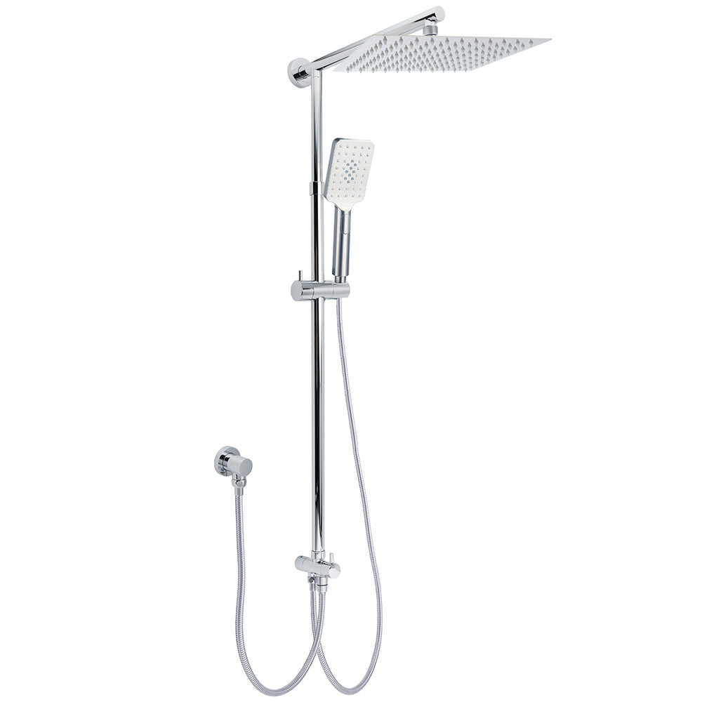 Shower Heads & Screens: Chrome Square 10" Twin Shower Head Handheld Sliding Rail Set Wall Inlet Diverter