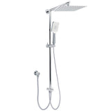 Shower Heads & Screens: Chrome Square 10" Twin Shower Head Handheld Sliding Rail Set Wall Inlet Diverter