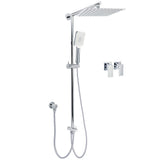 Shower Heads & Screens: Chrome Square 10" Twin Shower Head Handheld Sliding Rail Set Wall Inlet Diverter Twin Taps