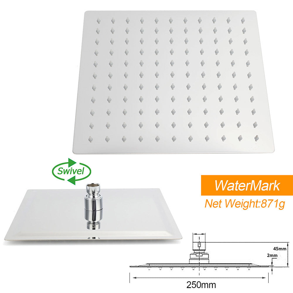 Shower Heads & Screens: Chrome Square 10" Twin Shower Head Handheld Sliding Rail Set Wall Inlet Diverter Twin Taps
