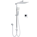 Shower Heads & Screens: Chrome Square 10" Twin Shower Head Handheld Sliding Rail Set Wall Inlet Elbow With Mixer