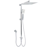 Shower Heads & Screens: WELS Dual Square Shower Head 12" Rain Rose + 3 Modes Handheld Diverter Rail Arm Set