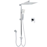 Shower Heads & Screens: Double Square Shower Head 12" Rain Rose + 3 Modes Handheld Diverter Rail Arm Mixer Set