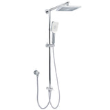 Shower Heads & Screens: WELS Square Chrome Shower 8" Rainfall Head 3 Mode Handheld Sliding Rail Wall Arm Set