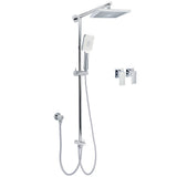 Shower Heads & Screens: WELS Square Plastic Shower 8" Rainfall Head 3 Mode Handheld Sliding Rail Wall Arm + Twin Taps