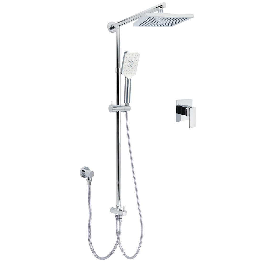 Shower Heads & Screens: WELS Square Plastic Shower 8" Rainfall Head 3 Mode Handheld Sliding Rail Wall Arm With Mixer