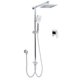 Shower Heads & Screens: WELS Square Plastic Shower 8" Rainfall Head 3 Mode Handheld Sliding Rail Wall Arm With Mixer