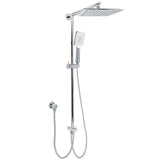 Shower Heads & Screens: WELS Chrome Square 10" Rain Shower Head 3 Function Handheld Sliding Rail Wall Arm Set