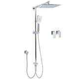 Shower Heads & Screens: WELS Chrome Square 10" Rain Shower Head 3 Mode Handheld Sliding Rail Wall Arm Taps Set